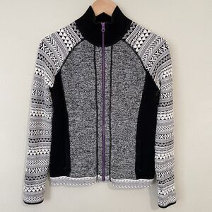 Title Nine Wool Full Zip Sweater Jacket Fair Isle Womens S Hiking Ski Mountain
